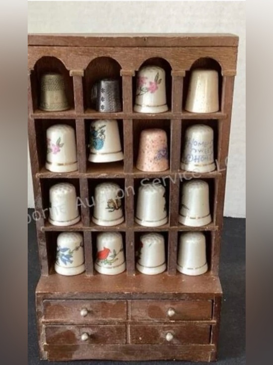 Other - Vintage Miniature Thimble Hutch & Contents